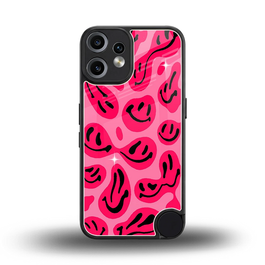 Acid Smiles Pink back phone cover | glass case for cmf nothing phone 2 pro