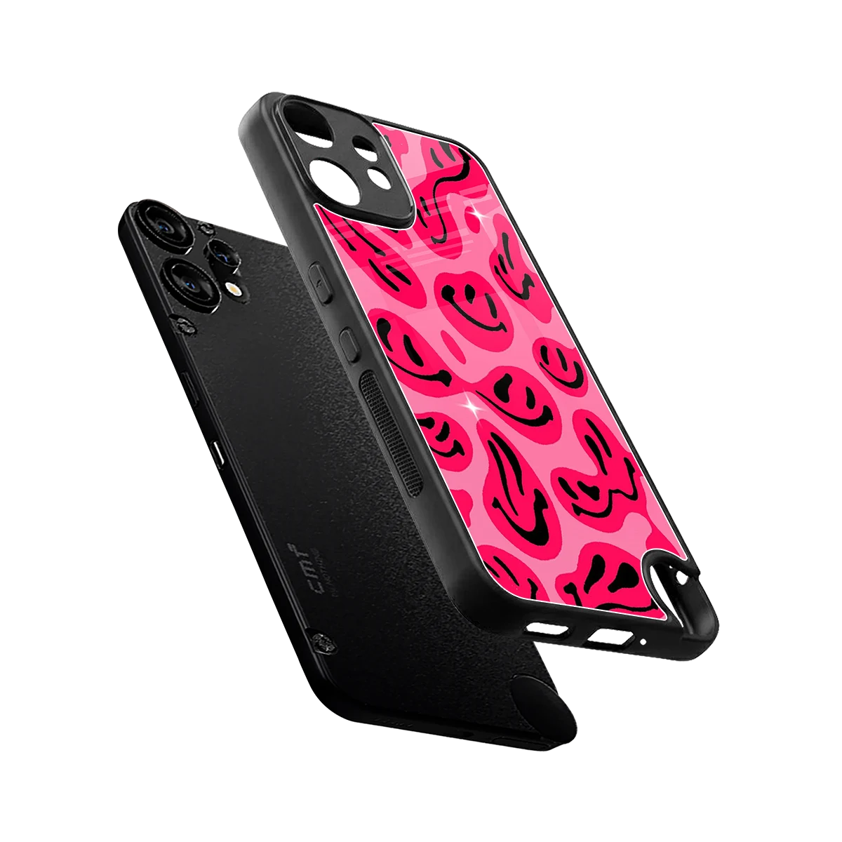 Acid Smiles Pink sleek cmf nothing phone 2 pro cover with tempered glass back and TPU edges