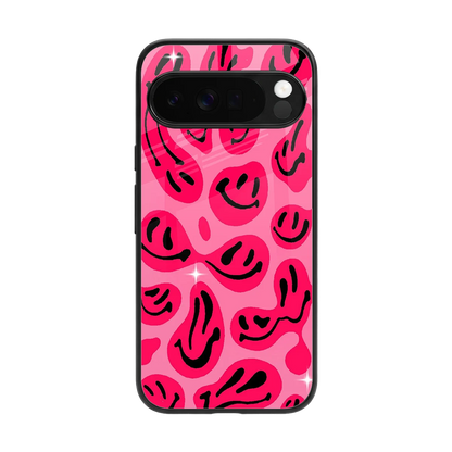 Acid Smiles Pink back phone cover | glass case for google pixel 10 pro xl