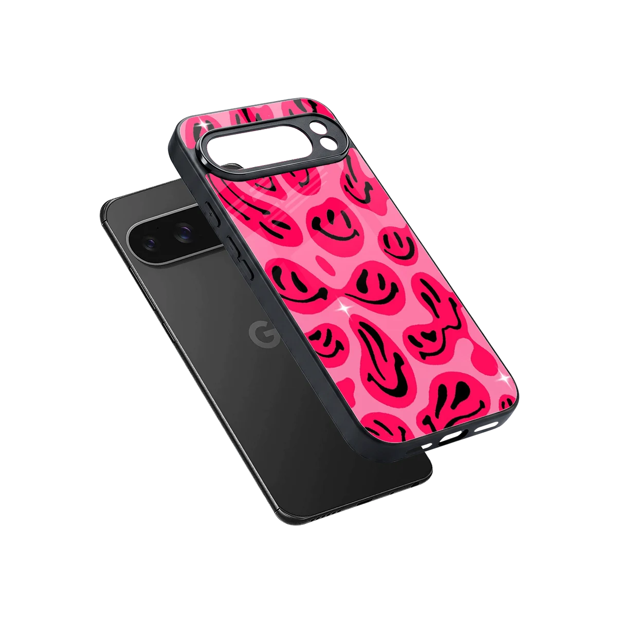 Acid Smiles Pink sleek google pixel 10 pro xl cover with tempered glass back and TPU edges