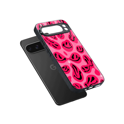 Acid Smiles Pink sleek google pixel 10 pro xl cover with tempered glass back and TPU edges