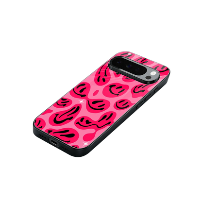 Acid Smiles Pink stylish phone case for google pixel 10 pro xl | glossy glass and slim fit