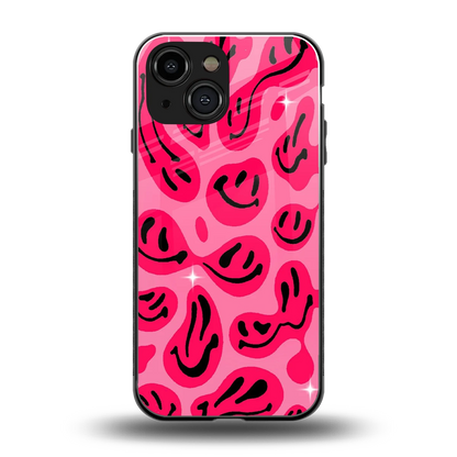 Acid Smiles Pink back phone cover | glass case for iphone 13 mini
