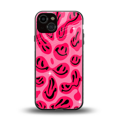 Acid Smiles Pink back phone cover | glass case for iphone 14