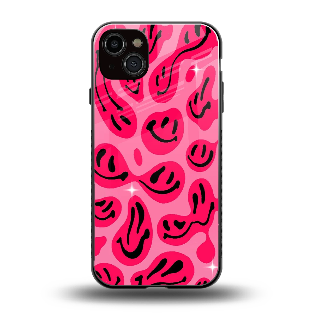 Acid Smiles Pink back phone cover | glass case for iphone 14 plus