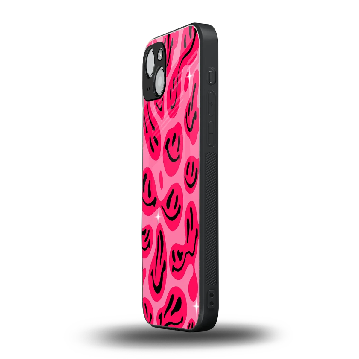 Acid Smiles Pink iphone 14 plus mobile cover | shockproof glass phone case