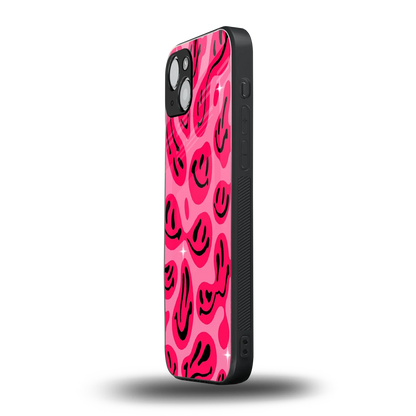 Acid Smiles Pink iphone 14 plus mobile cover | shockproof glass phone case