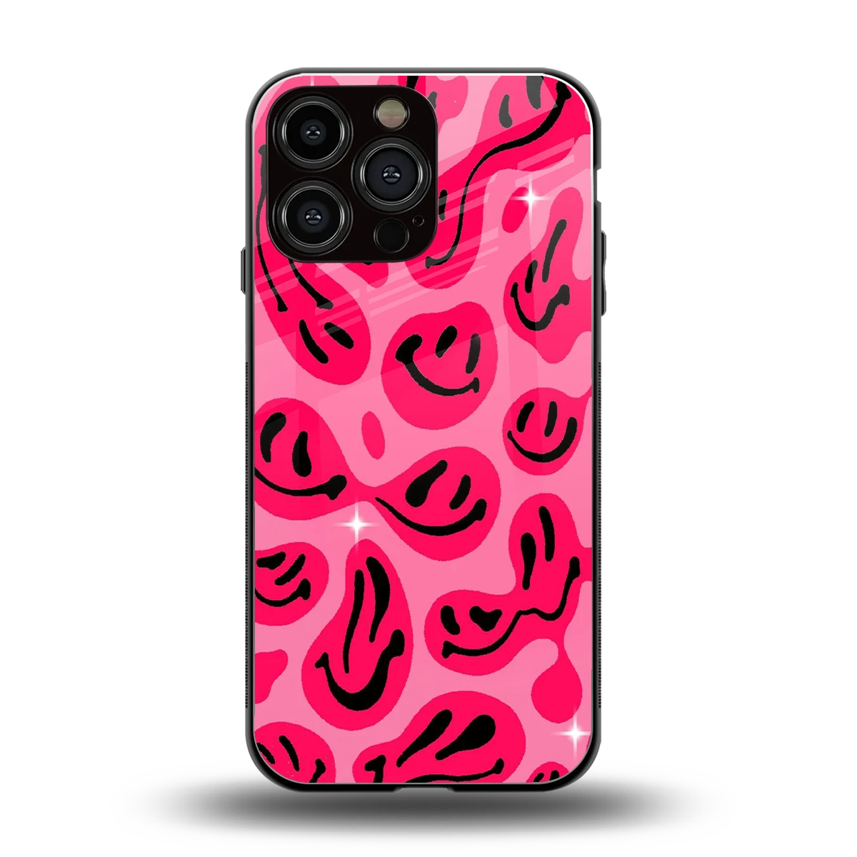 Acid Smiles Pink back phone cover | glass case for iphone 15 pro max