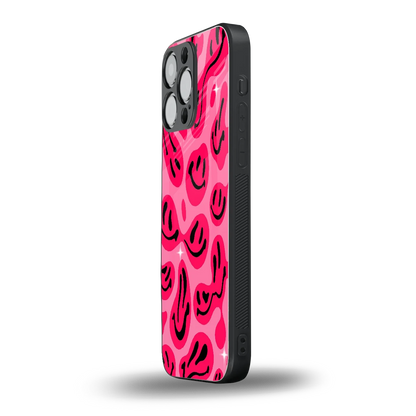 Acid Smiles Pink iphone 15 pro max mobile cover | shockproof glass phone case