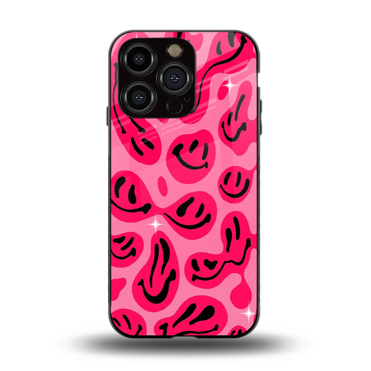Acid Smiles Pink back phone cover | glass case for iphone 15 pro