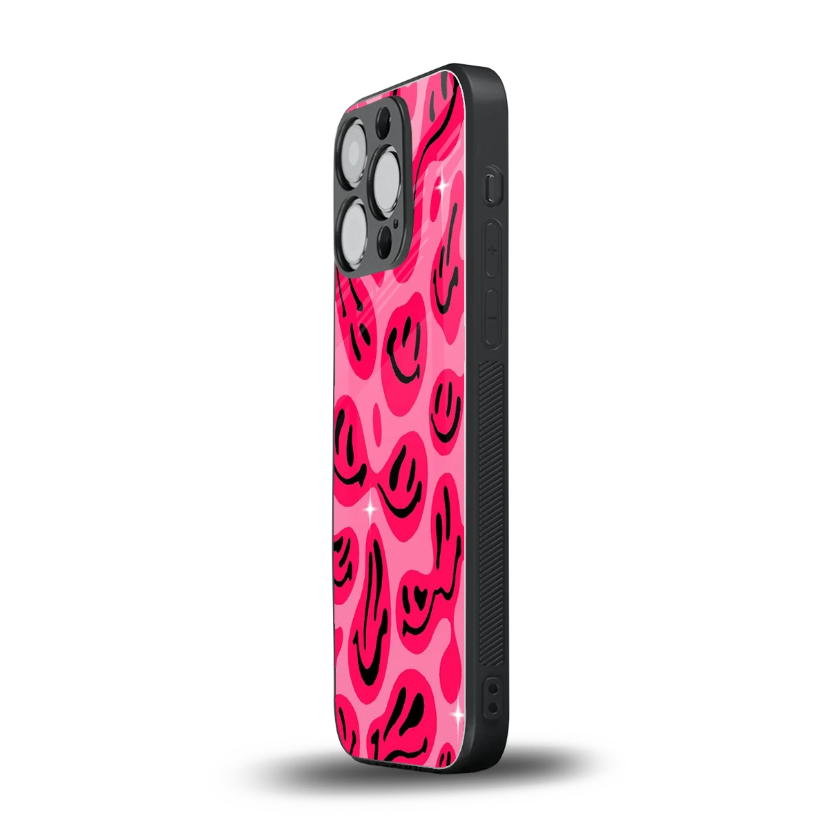 Acid Smiles Pink iphone 15 pro mobile cover | shockproof glass phone case