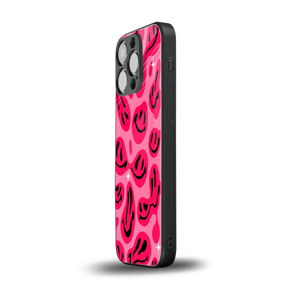Acid Smiles Pink iphone 15 pro mobile cover | shockproof glass phone case