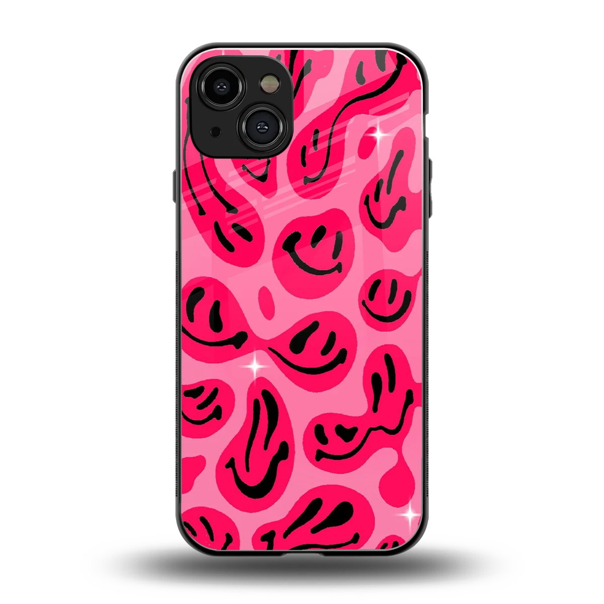 Acid Smiles Pink back phone cover | glass case for iphone 15
