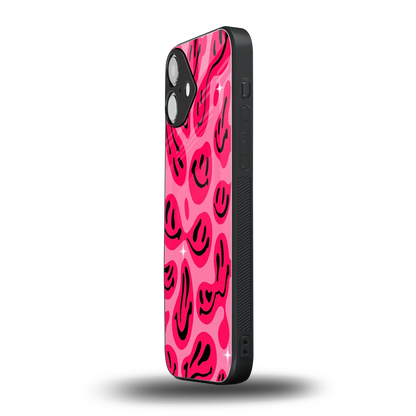 Acid Smiles Pink iphone 16 plus mobile cover | shockproof glass phone case