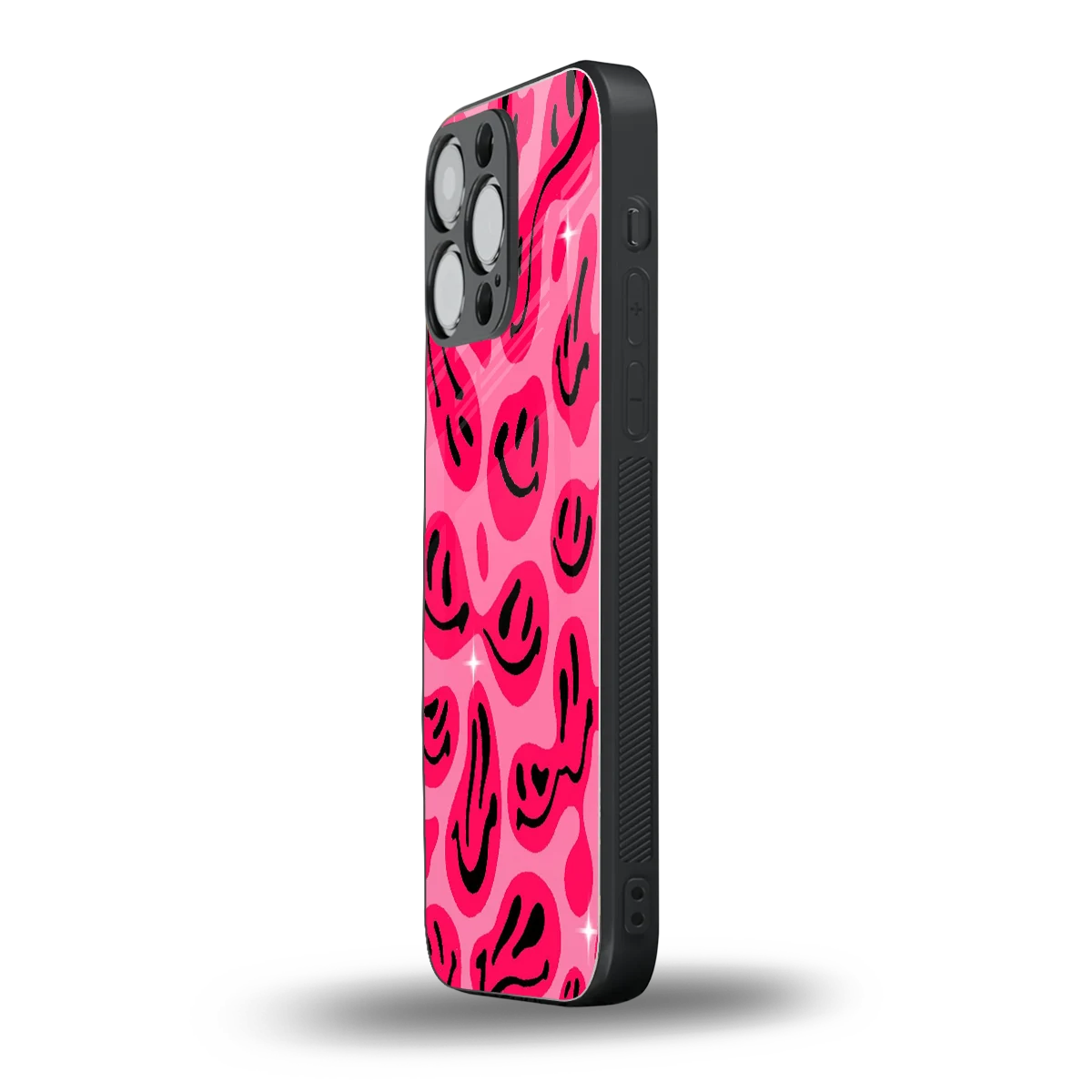 Acid Smiles Pink iphone 16 pro max mobile cover | shockproof glass phone case