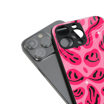 Acid Smiles Pink Phone Case for Iphone 16 | Glass Case