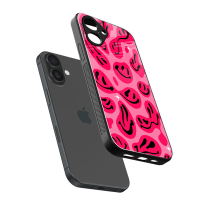 Acid Smiles Pink Phone Case for Iphone 16 | Glass Case