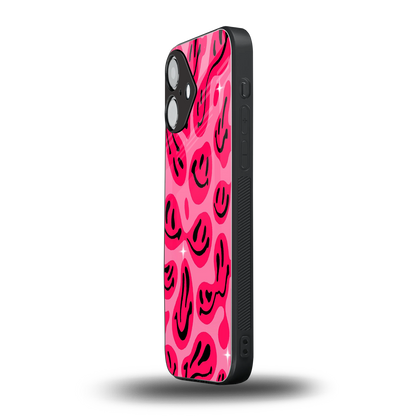 Acid Smiles Pink Phone Case for Iphone 16 | Glass Case