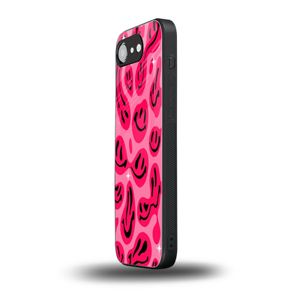 Acid Smiles Pink iphone 16e mobile cover | shockproof glass phone case