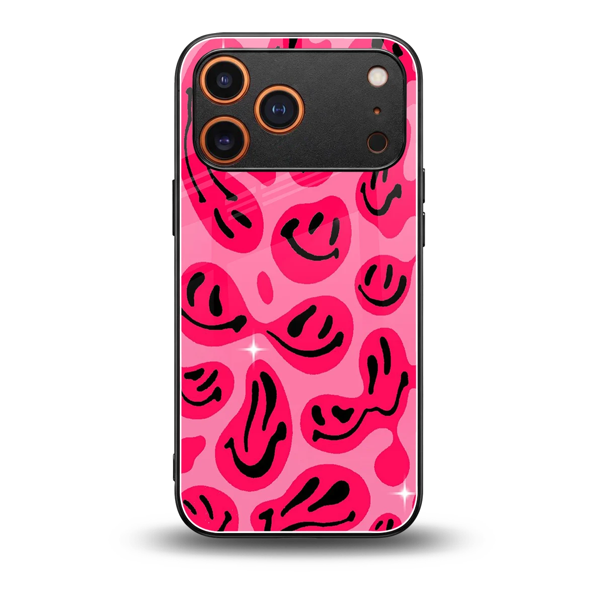Acid Smiles Pink back phone cover | glass case for iphone 17 pro