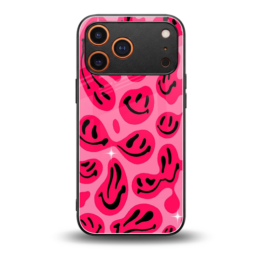 Acid Smiles Pink back phone cover | glass case for iphone 17 pro