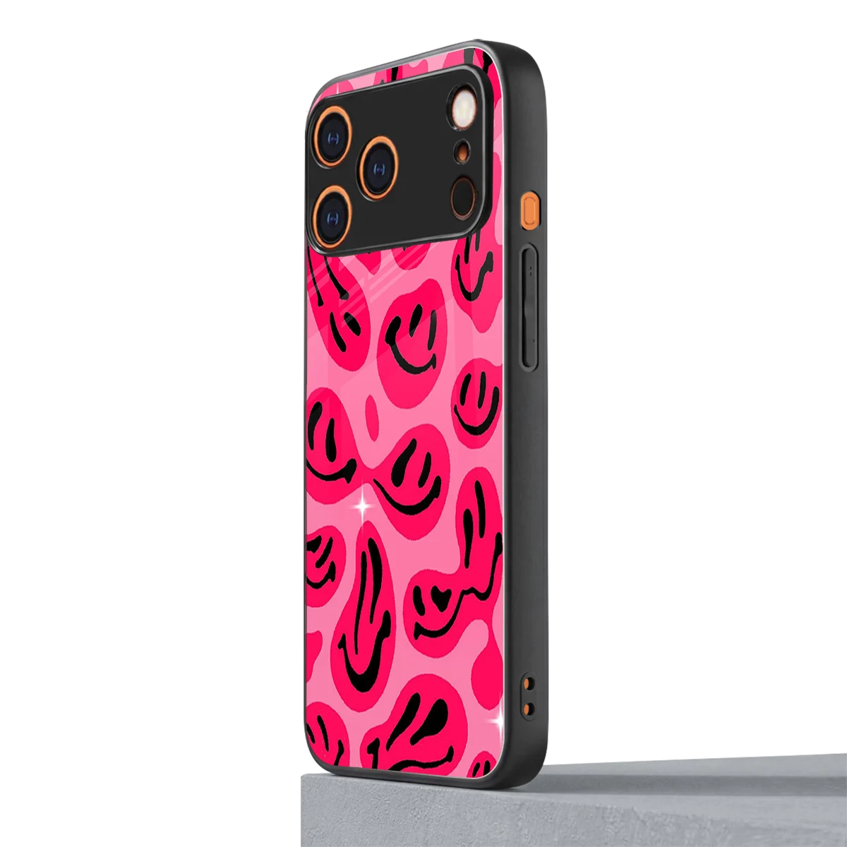 Acid Smiles Pink iphone 17 pro mobile cover | shockproof glass phone case