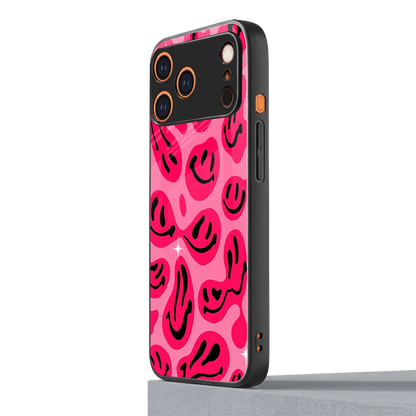Acid Smiles Pink iphone 17 pro max mobile cover | shockproof glass phone case