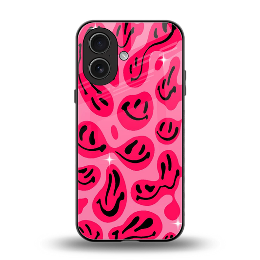 Acid Smiles Pink back phone cover | glass case for iphone 17
