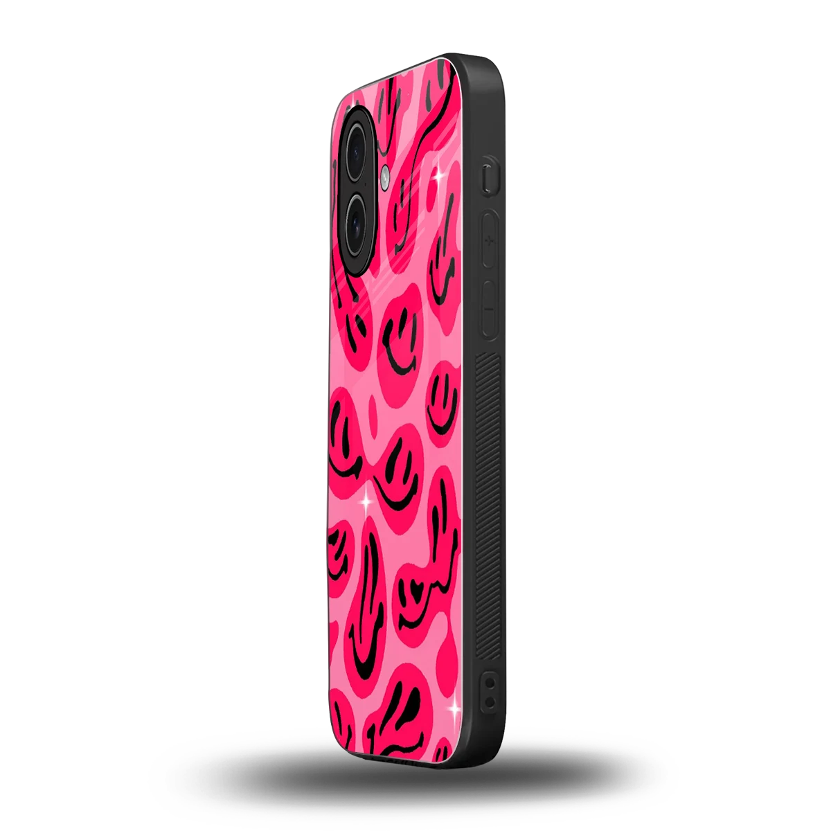 Acid Smiles Pink iphone 17 mobile cover | shockproof glass phone case