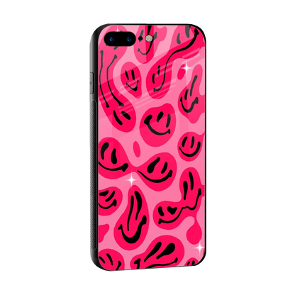 Acid Smiles Pink sleek iphone 7 plus cover with tempered glass back and TPU edges