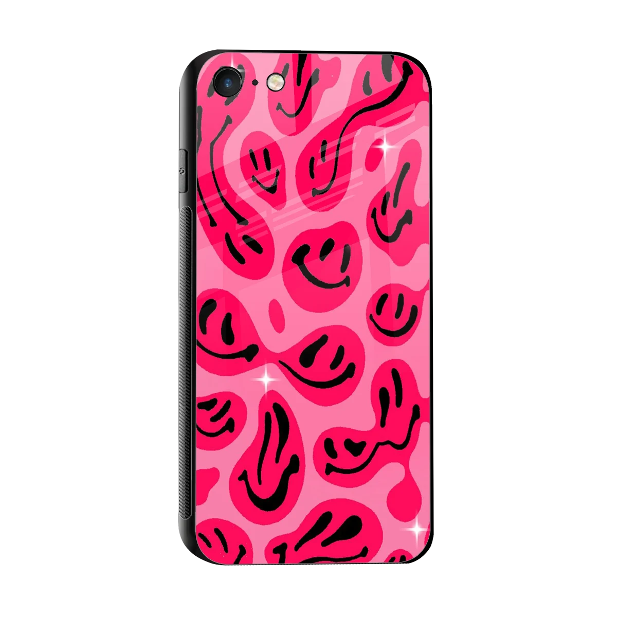 Acid Smiles Pink sleek iphone 8 cover with tempered glass back and TPU edges