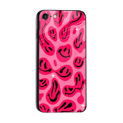 Acid Smiles Pink sleek iphone se 2020 cover with tempered glass back and TPU edges