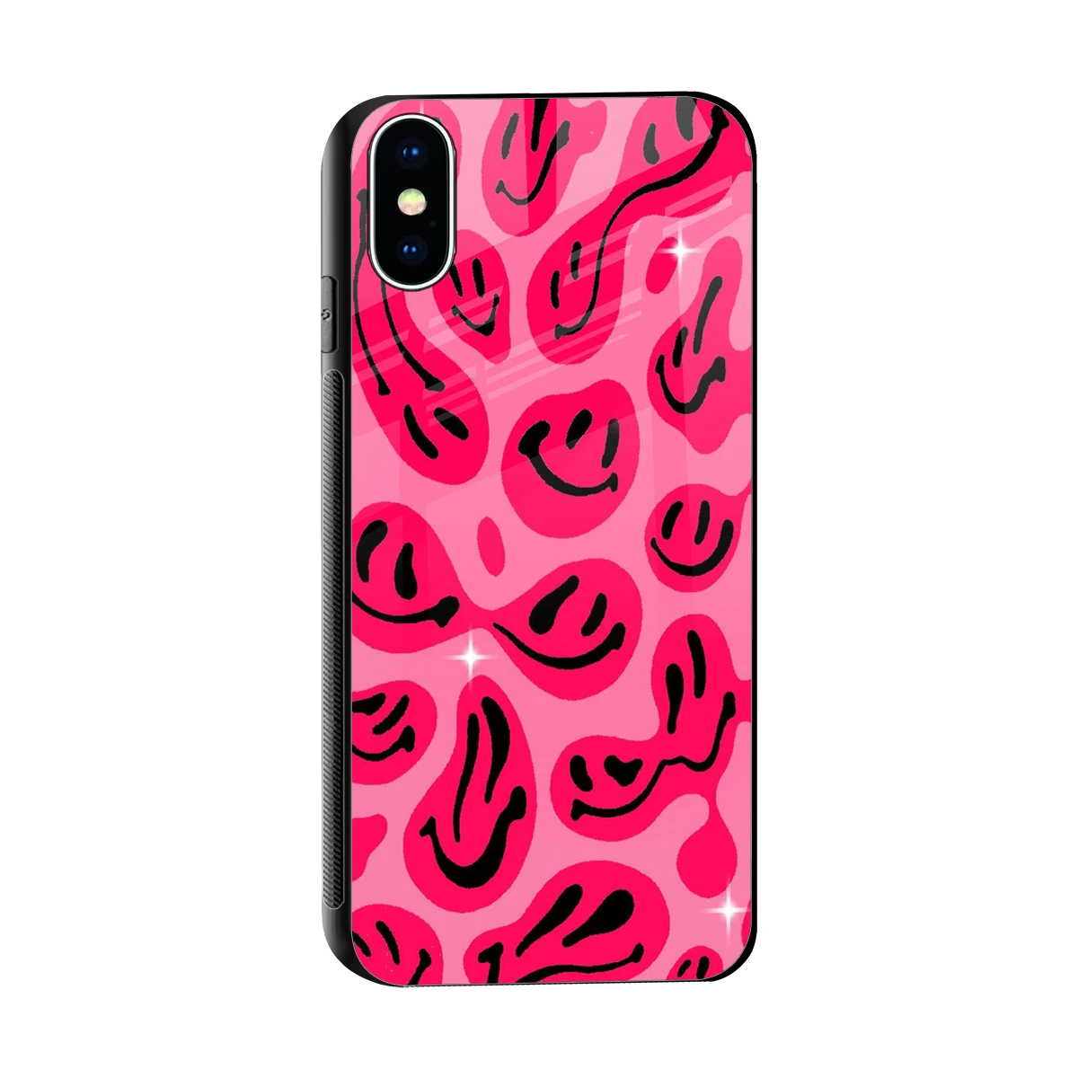 Acid Smiles Pink sleek iphone x cover with tempered glass back and TPU edges