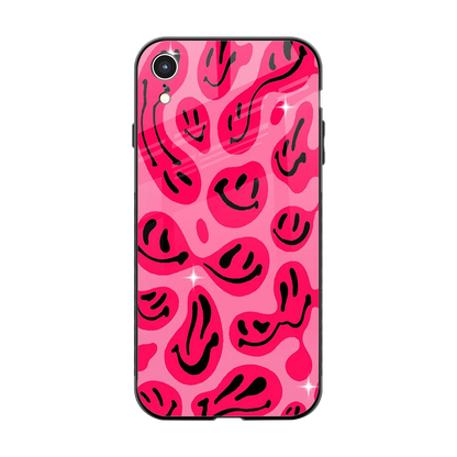 Acid Smiles Pink back phone cover | glass case for iphone xr