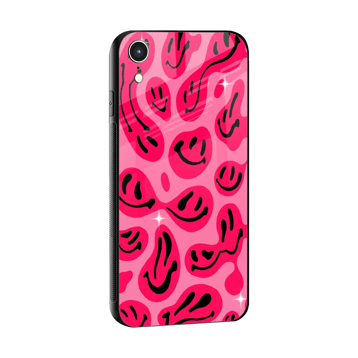 Acid Smiles Pink sleek iphone xr cover with tempered glass back and TPU edges