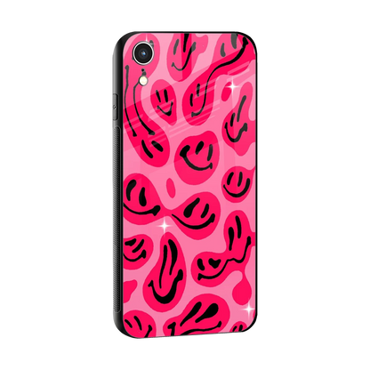 Acid Smiles Pink sleek iphone xr cover with tempered glass back and TPU edges