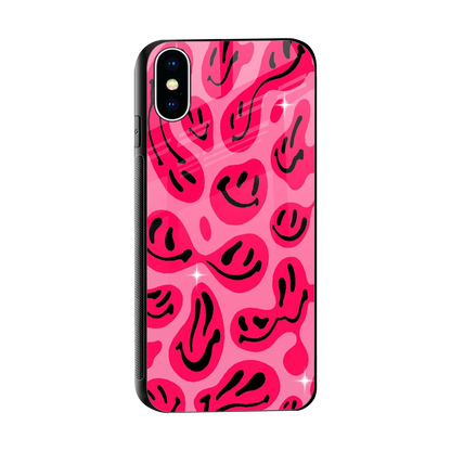 Acid Smiles Pink sleek iphone xs cover with tempered glass back and TPU edges