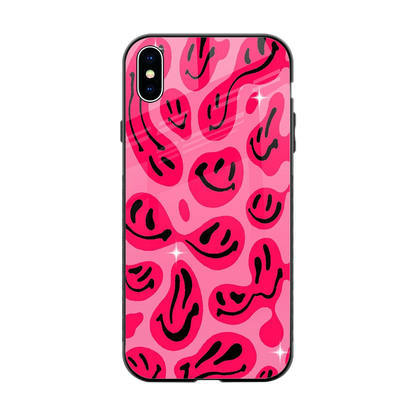 Acid Smiles Pink back phone cover | glass case for iphone xs max