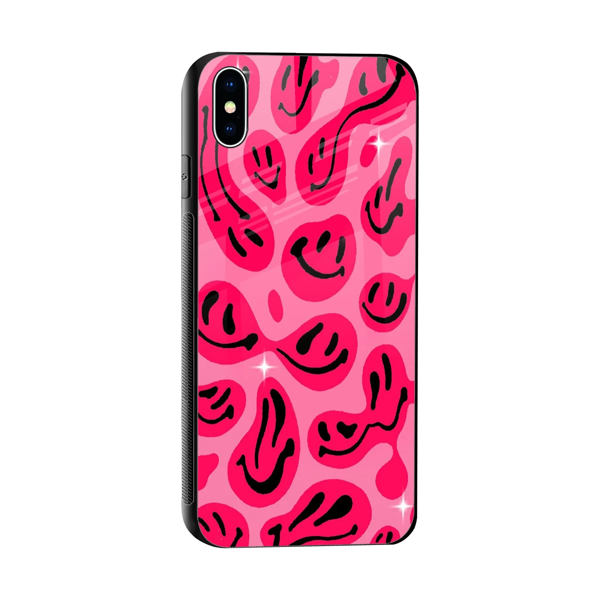 Acid Smiles Pink sleek iphone xs max cover with tempered glass back and TPU edges