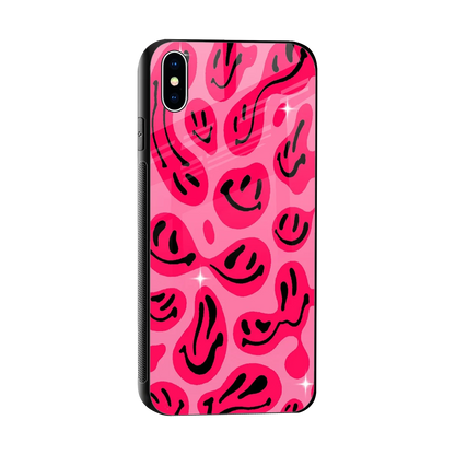 Acid Smiles Pink sleek iphone xs max cover with tempered glass back and TPU edges