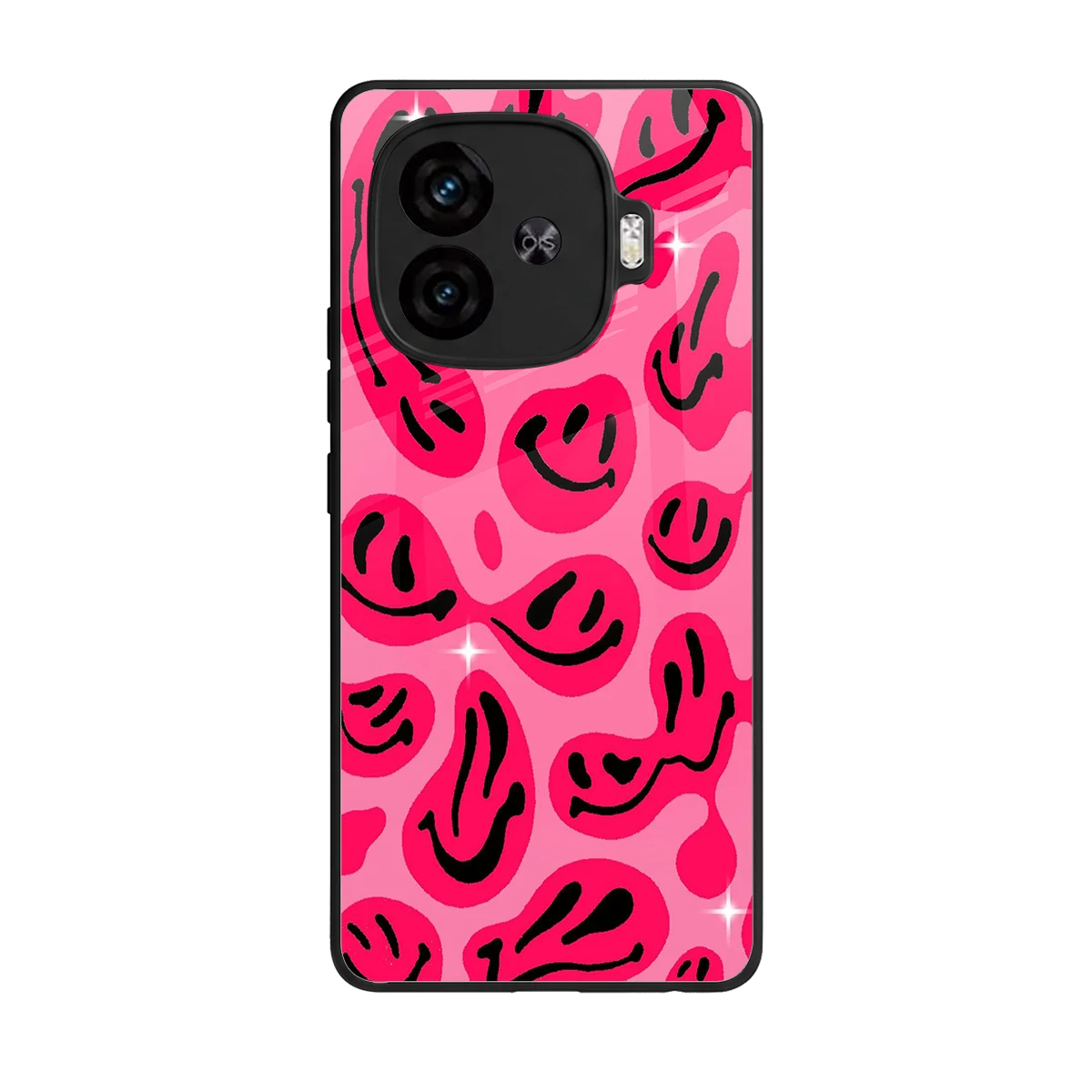 Acid Smiles Pink back phone cover | glass case for iqoo neo 10r 5g