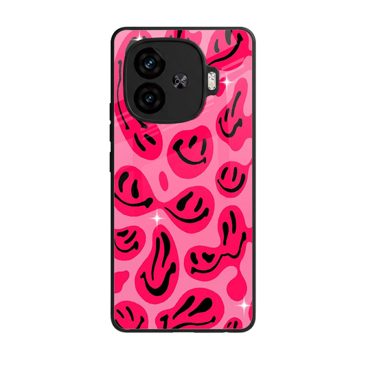 Acid Smiles Pink back phone cover | glass case for iqoo neo 10r 5g