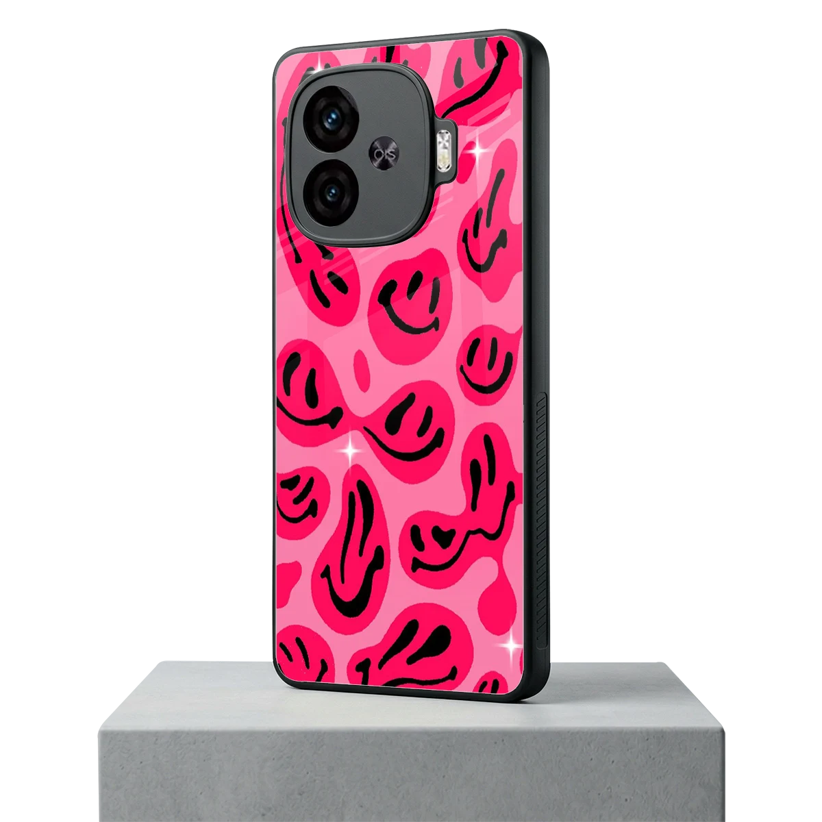 Acid Smiles Pink iqoo neo 10r 5g mobile cover | shockproof glass phone case