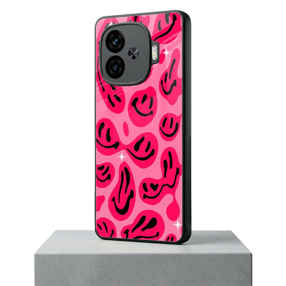 Acid Smiles Pink iqoo neo 10r 5g mobile cover | shockproof glass phone case