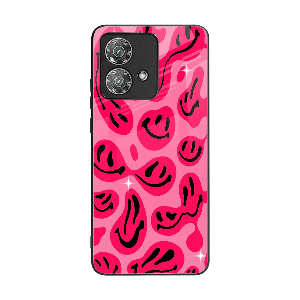 Acid Smiles Pink back phone cover | glass case for motorola edge 40 neo 5g
