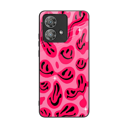 Acid Smiles Pink back phone cover | glass case for motorola edge 40 neo 5g