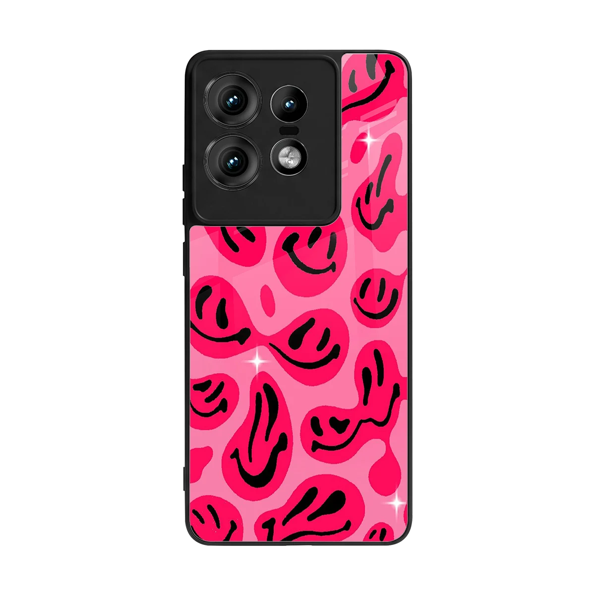 Acid Smiles Pink back phone cover | glass case for motorola edge 50 pro