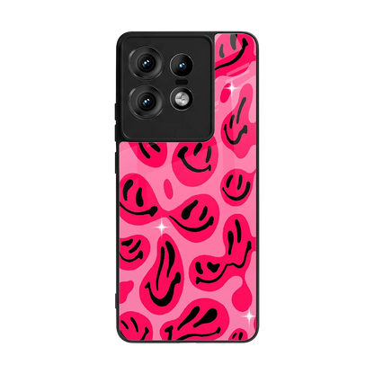 Acid Smiles Pink back phone cover | glass case for motorola edge 50 pro