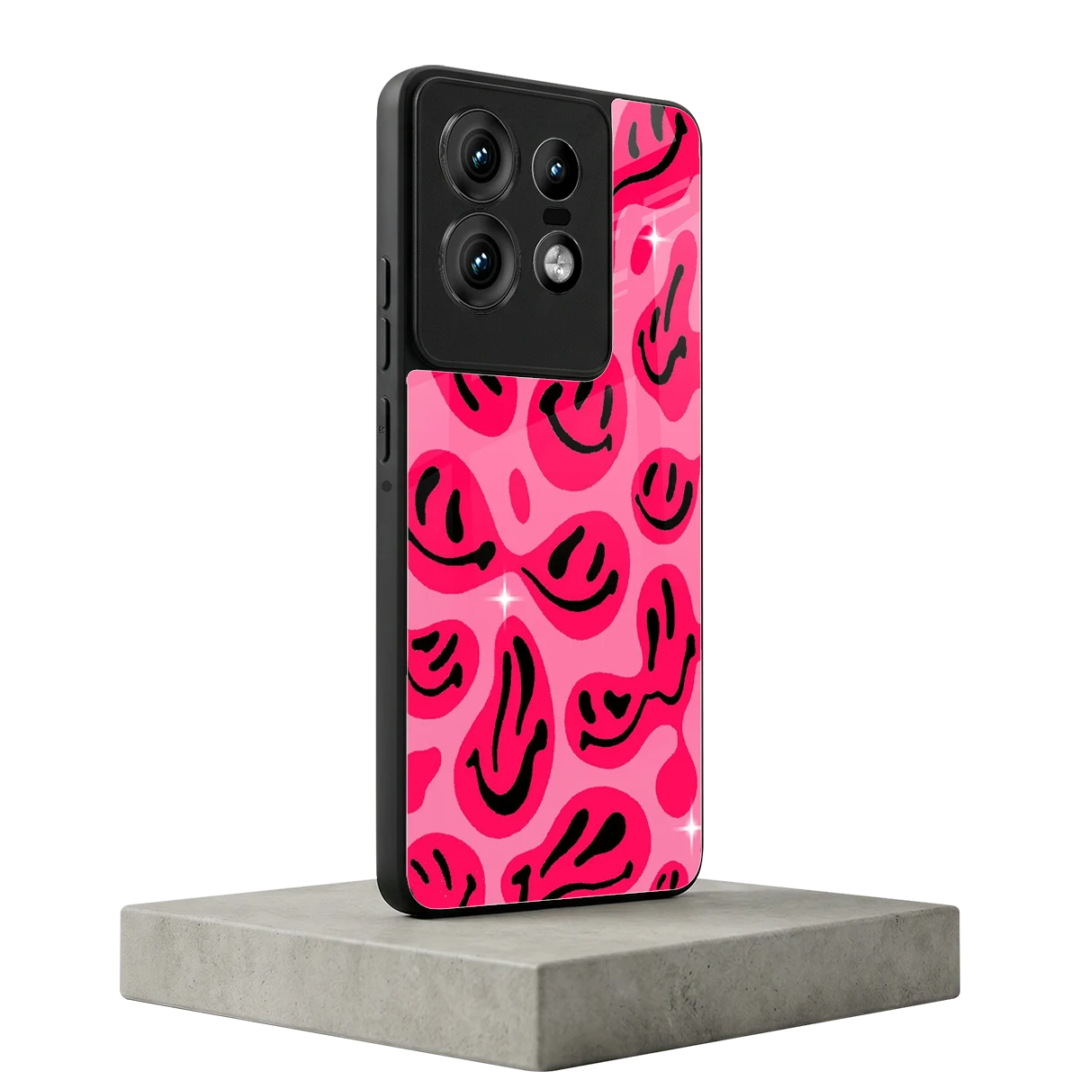 Acid Smiles Pink motorola edge 50 pro mobile cover | shockproof glass phone case