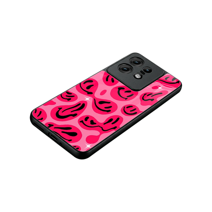 Acid Smiles Pink stylish phone case for motorola edge 50 pro | glossy glass and slim fit